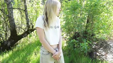 Discreet blonde gets gushed on camera outdoors piss compilation