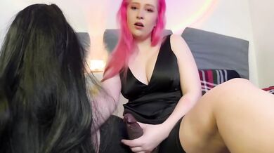 Your gf gets used by my cock while I watch dirty talk lesbian femdom