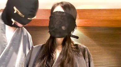 Jap couple gets collar choked by toys snapping slowly while bonded