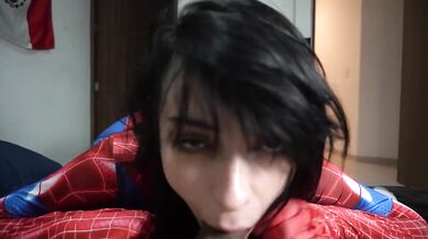 Roommate alone after Spiderman fails to satisfy her tight curvy ass