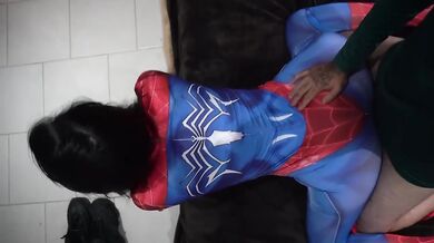 Roommate alone after Spiderman fails to satisfy her tight curvy ass