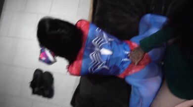Roommate alone after Spiderman fails to satisfy her tight curvy ass