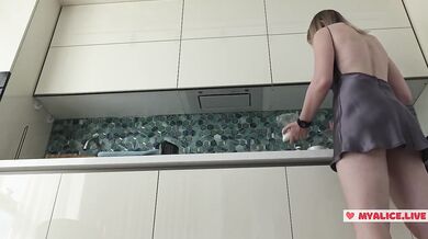POV ruined by hot milf with zero panties and pink pussy soaking thru mini skirt