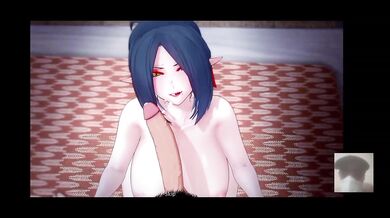Demon slayer wrecks big boobed lady with her futa friend Rough cartoon double penetration