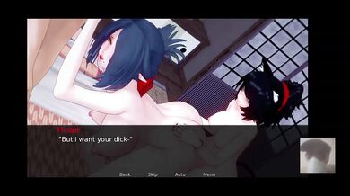 Demon slayer wrecks big boobed lady with her futa friend Rough cartoon double penetration