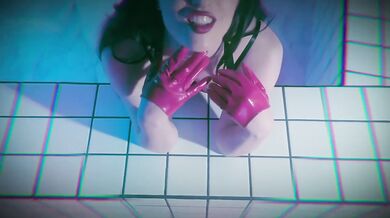 Dreamy PMV goddess worships with tiny tits in fishnets and gloves