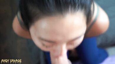 POV throatfucking my 19 year old Chinese girlfriend facial cumshot
