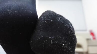 Stinky gym socks crushed under cum soaked feet worship the stench slave