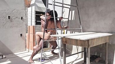BBW milf gets wrecked creampied on barbecue day