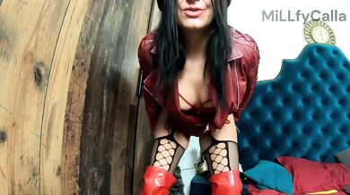 Red Leather Seduction Thigh High Boots Futa Toy Sensual Dance