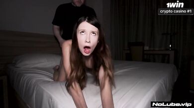 Teen Petite Slut Gets Hard Fast Fuck Creampie in Both Holes