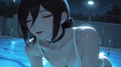Reze’s dripping wet school cosplay gets a brutal anal and blowjob throatfuck