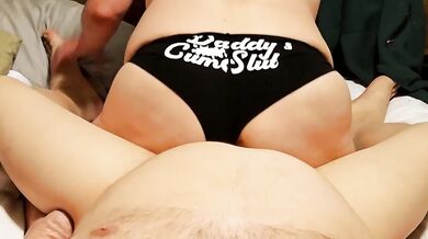 Wife rides reverse cowgirl wearing daddy's little cum slut panties