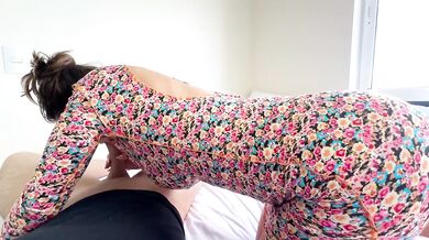 Stepdad fucks me without taking off my dress and fills my ass with cum