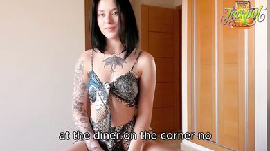 Step sis caught me jerking off then offered her holes for a creampie