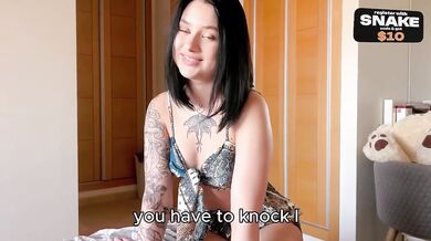 Step sis caught me jerking off then offered her holes for a creampie