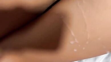 Fat ass girlfriend covered with huge cumshot until it drips down