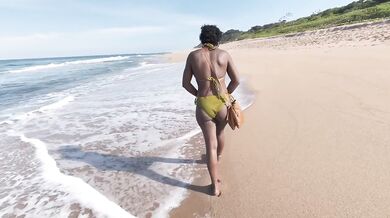 MILF gets her big ass and tits destroyed in beach blowjob frenzy