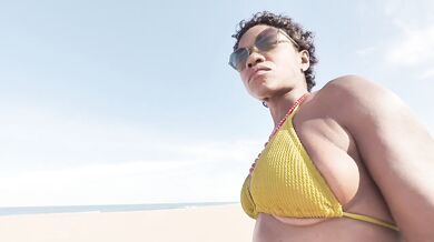 MILF gets her big ass and tits destroyed in beach blowjob frenzy
