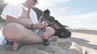 MILF gets her big ass and tits destroyed in beach blowjob frenzy