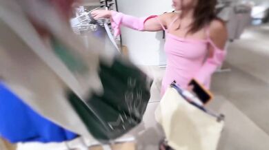 Fitting room cheating wife sucks stranger then gets fucked in the mall