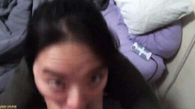 POV facefucked amateur Asian anal queen deepthroat throatfucking