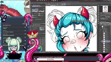 Live Drawing Hentai P2 Ruined by Brunette's Monster Ass and Tits