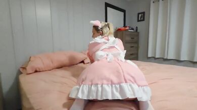 Stepdaughter destroys stepfather in tight anime outfit creampie