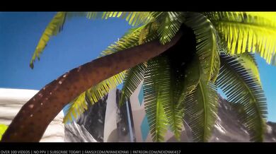 Two perfect body furry shark girls service you on the beach POV