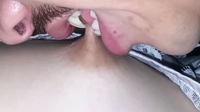 Close up on my sleeping GF’s stiff nipple while she moans in her dream
