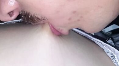 Close up on my sleeping GF’s stiff nipple while she moans in her dream