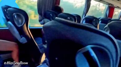 Italian slut stripped off on the bus and got caught masturbating