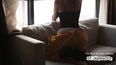 Moaning Loud and Intense on the Couch While Masturbating Hard