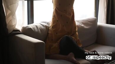 Moaning Loud and Intense on the Couch While Masturbating Hard