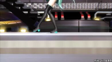 Miku’s virgin pussy ruined in hentai game solo session
