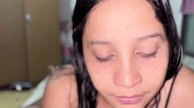 Swallowing every drop while deepthroating that big cock
