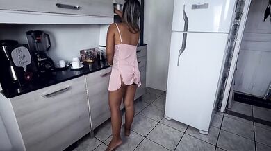 Step friend caught tidying aunt's kitchen huge butt choked by mari