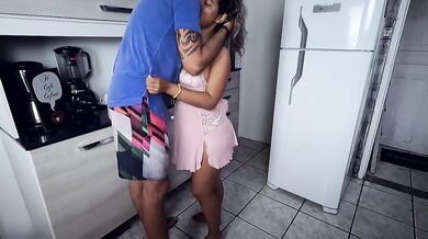 Step friend caught tidying aunt's kitchen huge butt choked by mari