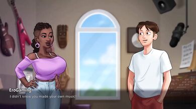 Music teacher twerks on dick while big boobs bounce during summer saga cumshots everywhere