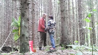 Teen brunette destroyed by ravenous public forest sex rut