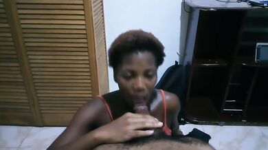 Ebony teen thot destroys dick with sloppy head slurping deep throat gagging NYC vixen