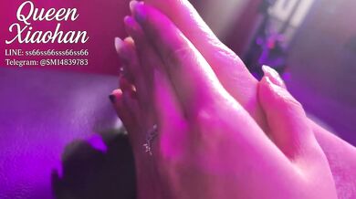 Taiwanese goddess crushes toes worshippers with slippery lotion sole worship
