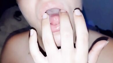 She danced shaking her ginormous ass while fingering her creamy teen pussy for her boyfriend