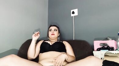Smoking a J while fingering her sloppy pussy tease