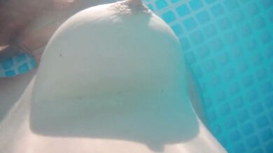 Teased in the pool forced to cum in public