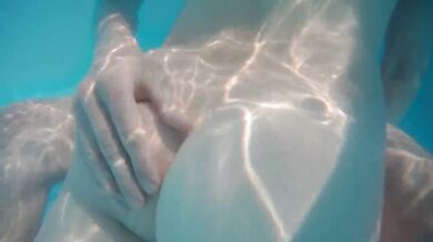 Teased in the pool forced to cum in public