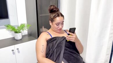 Chubby neighbor fucked my tight latina milf in the bathroom ride big ass cumshot