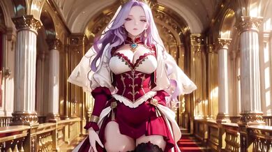Lazy Queen on Golden Throne Gushes in Red Gown Haute Couture Tease