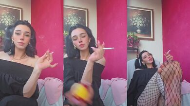 Seductive French Lass Blows Smoke into Your Face Cum Faster