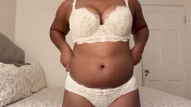 Ebony college virgin tries on slutty lingerie alone